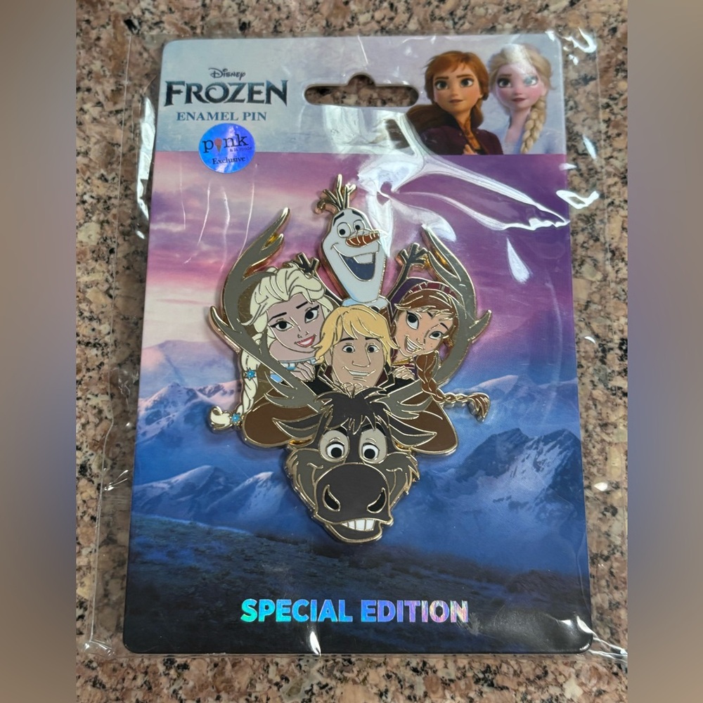 Disney Pink A La Mode Frozen Cluster Elsa Anna Olaf Kristoff 3" JUMBO Pin 500 SE